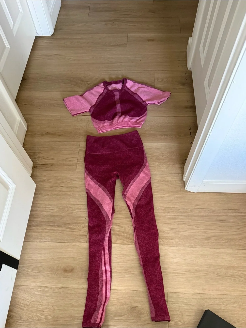 Pink Ombre Seamless Active Set - Crop Top & Leggings
